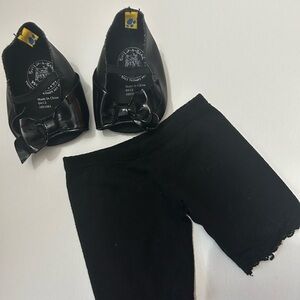 Build-a-Bear Black Heel Shoes and Lace-trim Shorts Set